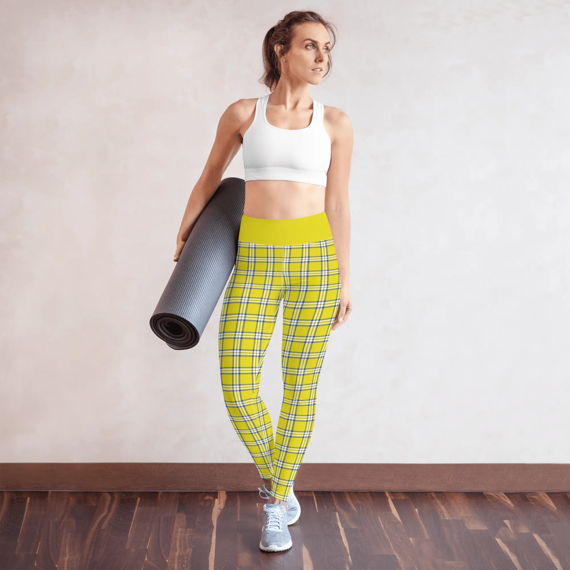 Clueless Yellow Plaid High-Waisted Leggings