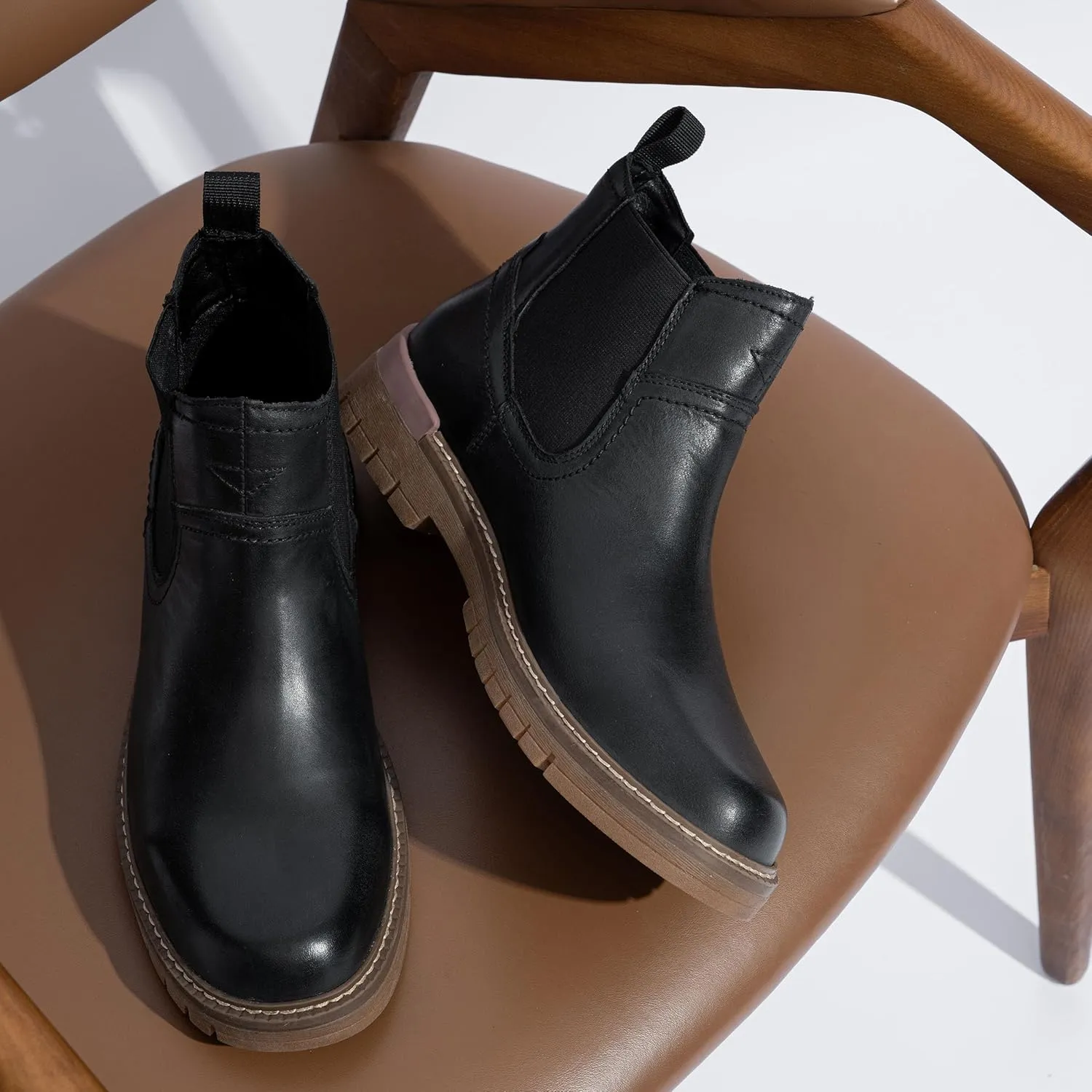Jousen Chelsea Boots Casual Slip On Ankle Waterproof Mens Boots