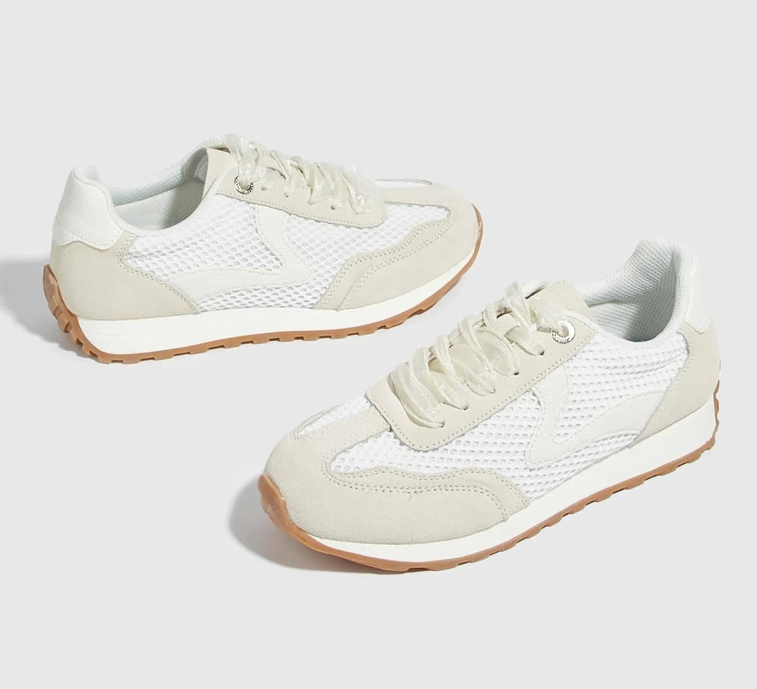 LUCKY STEP Women's Fashion Casual Running Trainer Ballet Gum Rubber Sole Organza Lace Up Walking Shoes Platform Retro Sneakers
