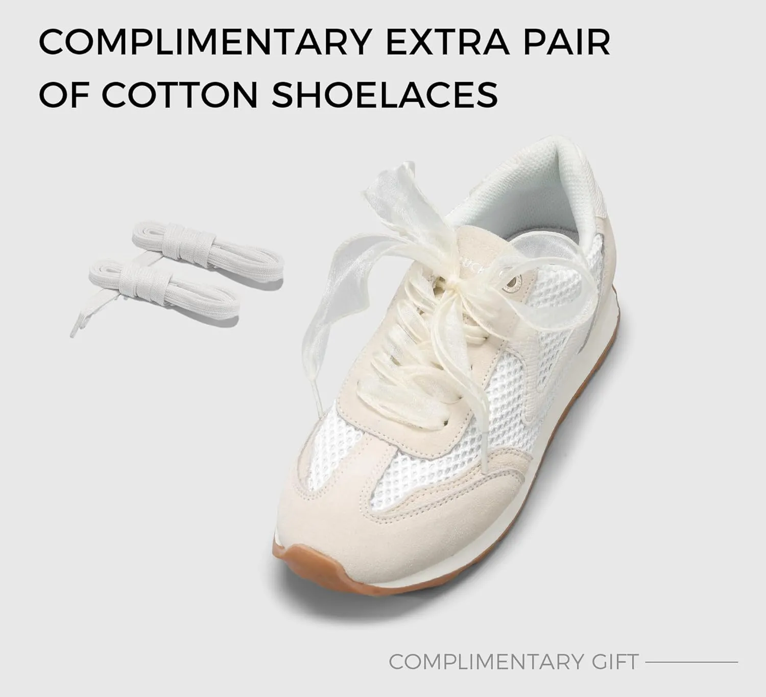 LUCKY STEP Women's Fashion Casual Running Trainer Ballet Gum Rubber Sole Organza Lace Up Walking Shoes Platform Retro Sneakers