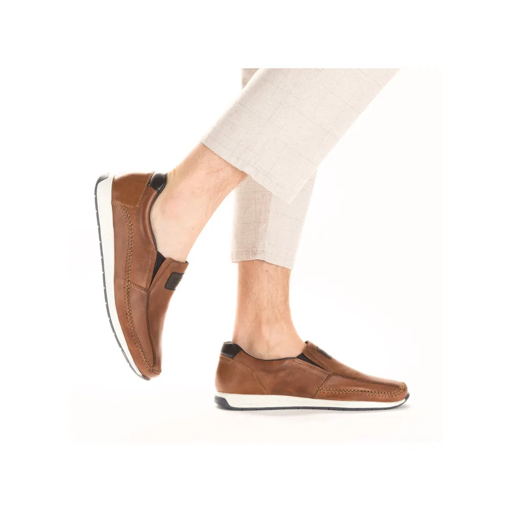 Rieker 11962-25 Titus Mens Brown Leather Slip On Loafers