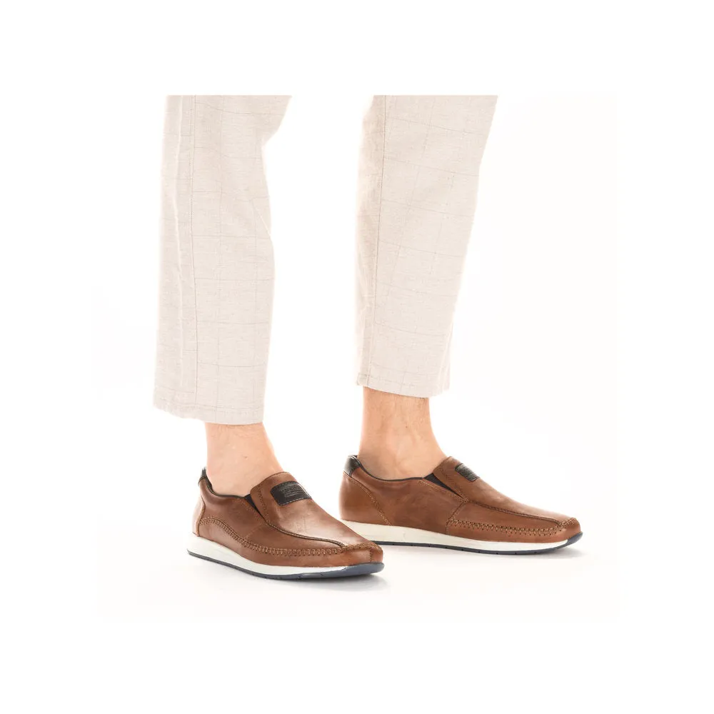 Rieker 11962-25 Titus Mens Brown Leather Slip On Loafers